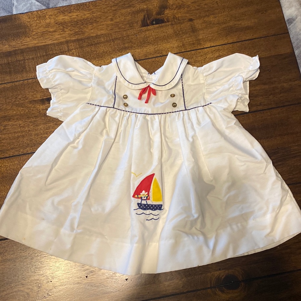 Vintage infant sailer dress with Peter Pan collar